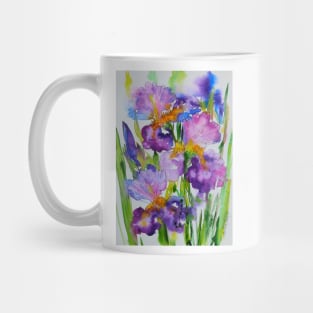 Irises Flowers Watercolor Painting Mug